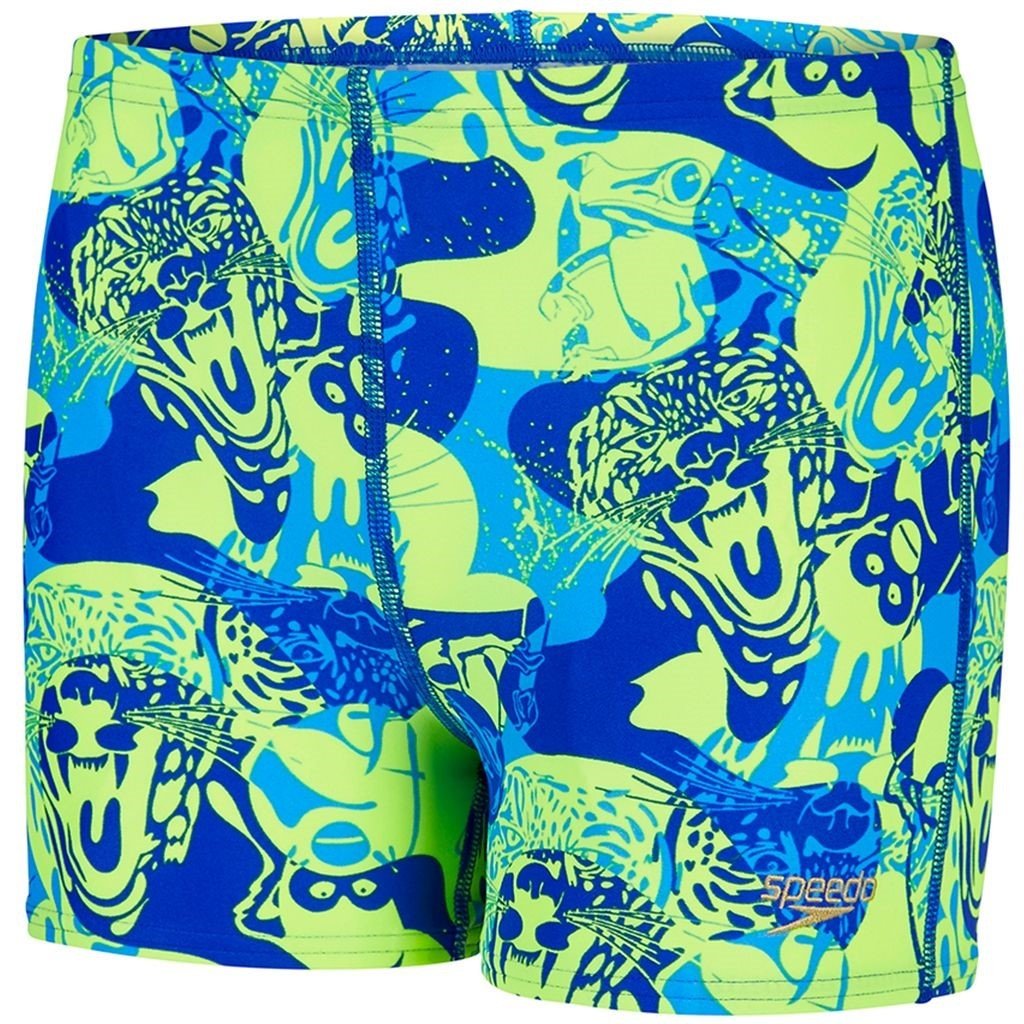 Speedo Endurance 10 Erkek Çocuk Aquashort Yüzücü Mayosu - Mavi/Yeşil